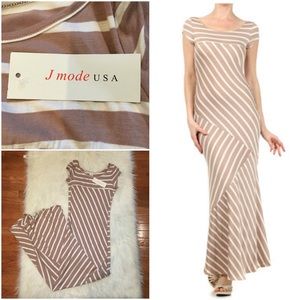 NWT J-Mode USA Stripe Cap-Sleeve Maxi Dress